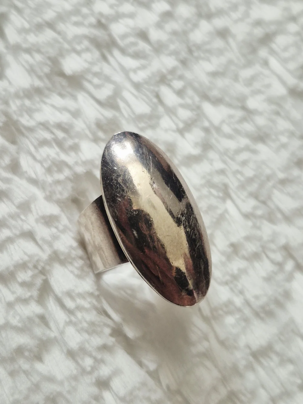 Vintage Navajo Sterling Silver Oval Dome Cocktail Ring